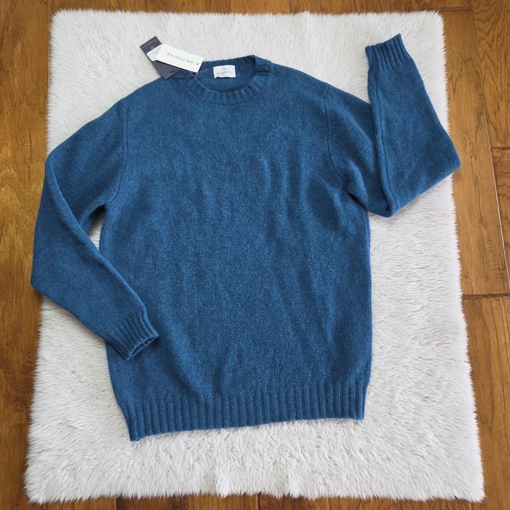 NWT Kingsman Mr. Porter Wool Sweater Men's Large Blue Lambswool